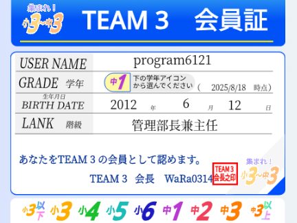 TEAM 3  会員証 remix