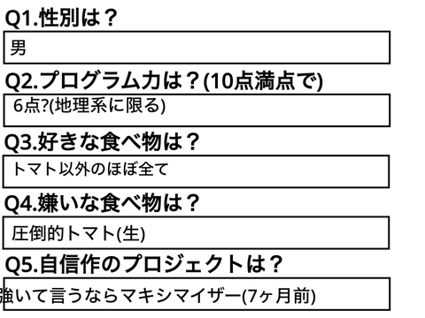 あなたに100の質問！