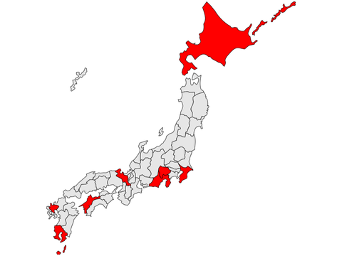 赤く塗られている道府県の共通点は？
