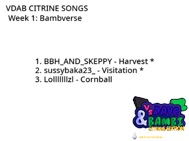 VDAB CITRINE SONG LIST