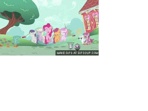 jumping pinkie and fillies GIF