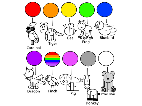 10 Animals without Colors