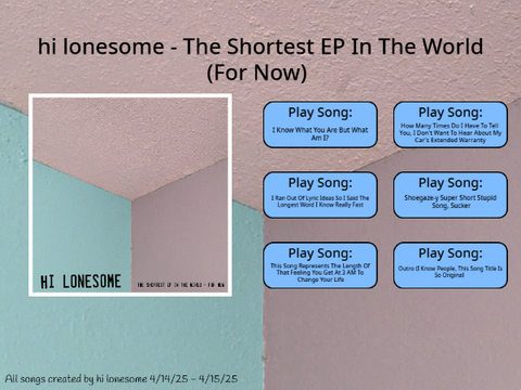 hi lonesome - The Shortest EP In The World (So Far) (Original Music)