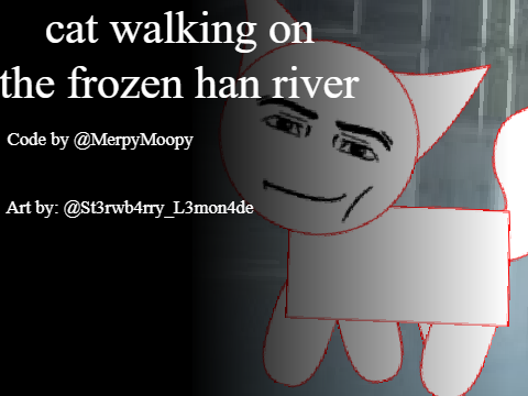 a cat walking on the frozen han river cce