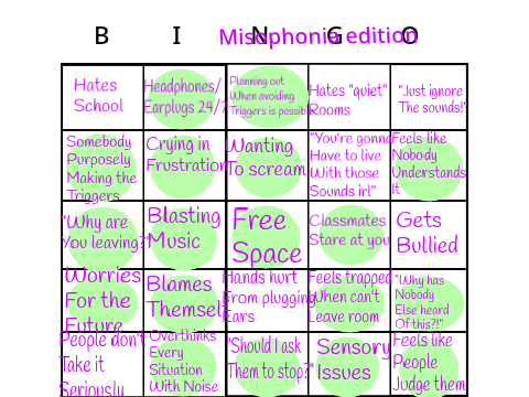 Misophonia bingo remix