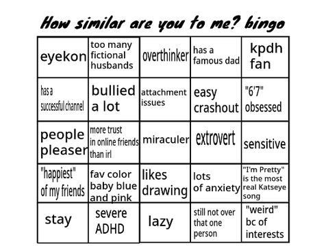 how similar are you to me? bingo