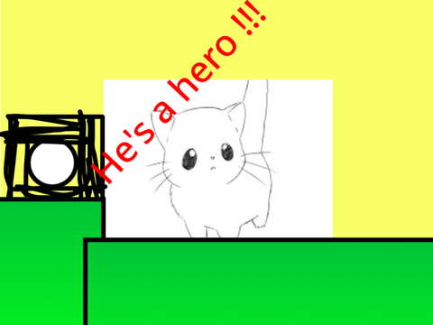 The cat is a hero who scored a goal