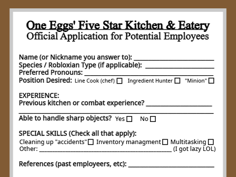 Restaurant Job Application