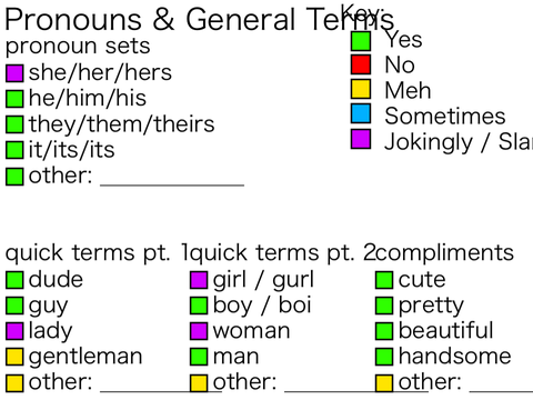 Terms & Pronouns Sheet remix