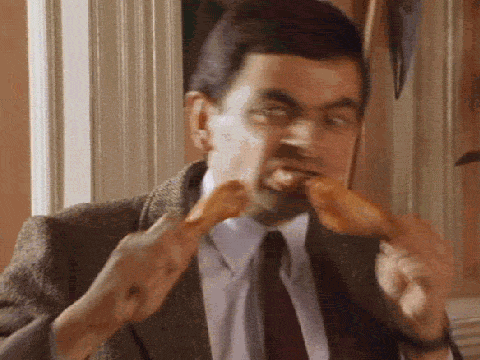 Mr Bean Eating Chicken