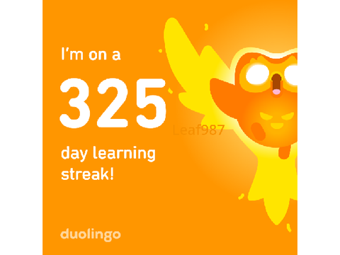 Duolingo update-325 day streak