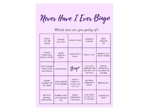 Never have I ever bingo remix