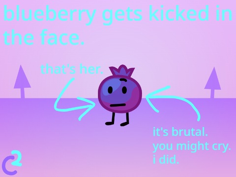 blueberry gets kicked in the face. [animation test]