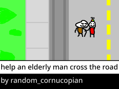 help an elderly man cross the road