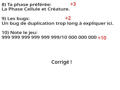 Test pour les Sporeiens Correction