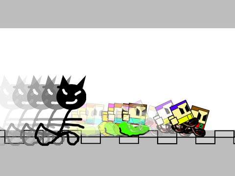  running away from cartoon cat