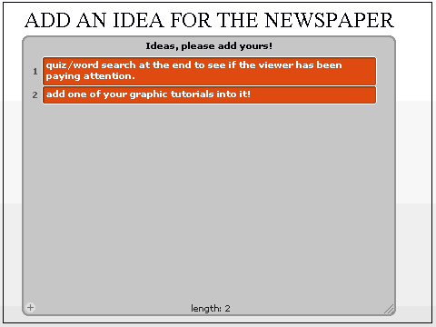 Add Ideas for the Weekly Newspaper