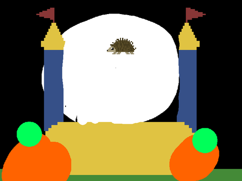 a hedgehog in a bouncy house on halloween