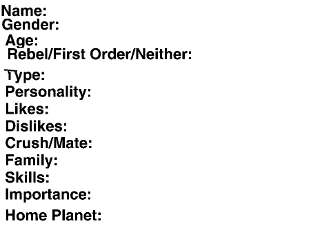 Star Wars RP Sign Up Sheet remix