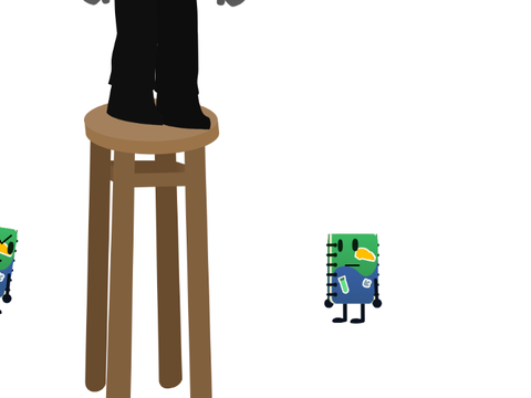 Clara on a tall stool(?)