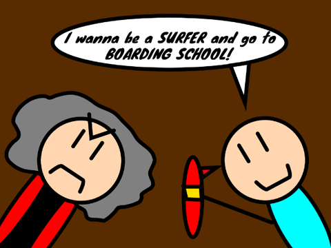 Ollgames And Teacher Episode 5; I wanna be a SURFER and go to BOARDING SCHOOL!!!