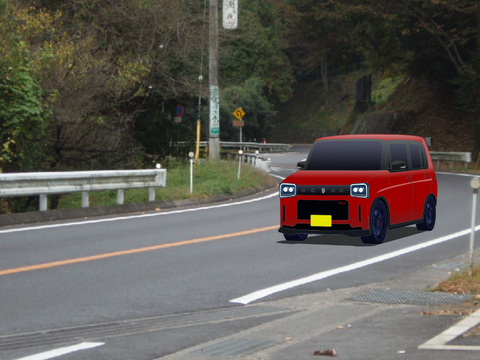 新車で峠を攻める((