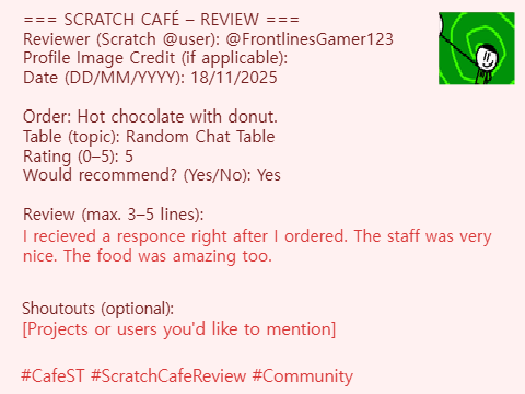 === SCRATCH CAFÉ – REVIEW === remix