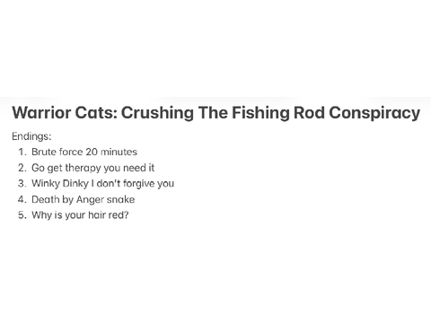 Endings for Crushing The Fishing Rod Conspiracy 