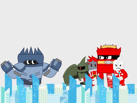 Stuartman and His Prototype Heroes Fights Alien Godorah (Fanart)