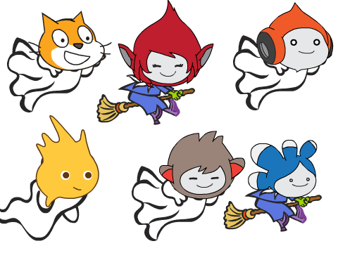 scratch characters in halloween forms!