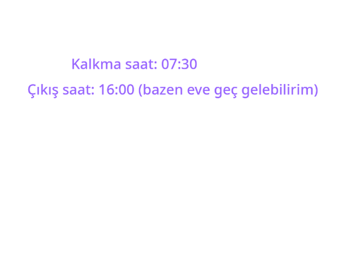 Okula çıkış ve kalkma saatlerim
