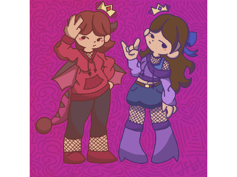 drawing of me and clibb :>