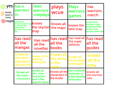 Warrior cats bingo! remix