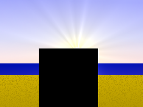 Beach by Sunset with Black Square