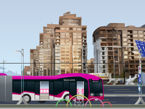 Trolleybus in residential Ixtahuacan, Qolaria, Batavia