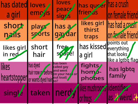 LESBIAN BINGO!!✨ completed 