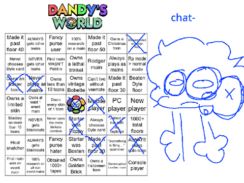 GIANT dandy’s world bingo!!! (guys..)