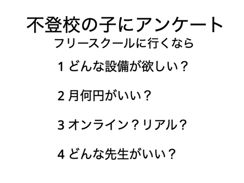 不登校の子にアンケート