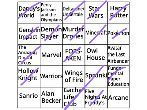 Fandom Bingo! remix