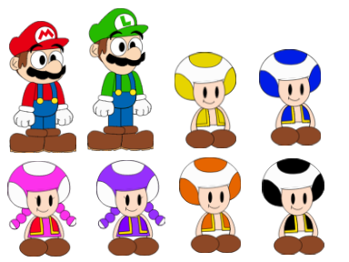 New Super Mario Bros. Wii (8 Player Vector Models)