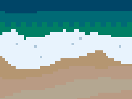 Beach pixel art (And in "High contrast mode")