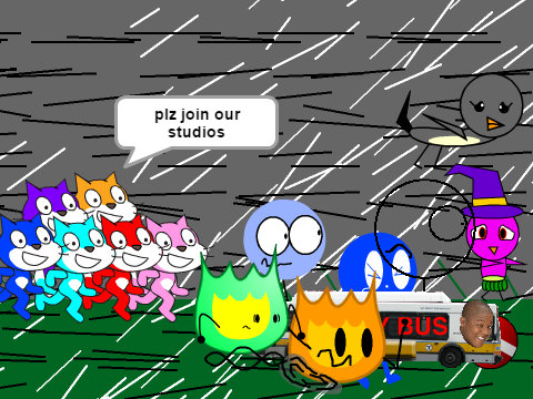 Add yourself running away from studio inviters!