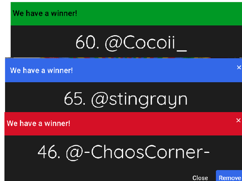 RAFFLE RESULTS!!