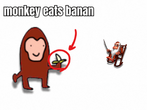 monkey eats banan