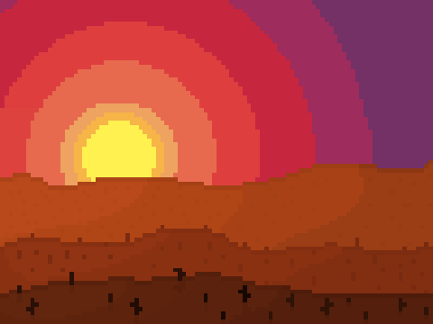 [Pixel Art] Desert Sunset Background