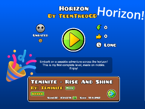 My First GD Level Is Complete! | Horizon by TeemTreoGD