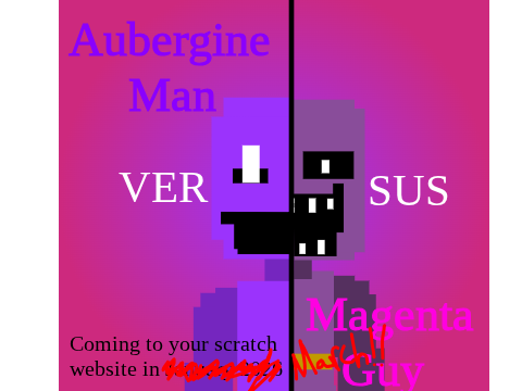 Aubergine Man V. Magenta Guy Promo Art January