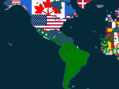 world map from banded flags