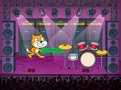 Scratch cat plays the drums
