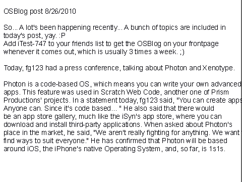 OSBlog post 8/26/2010